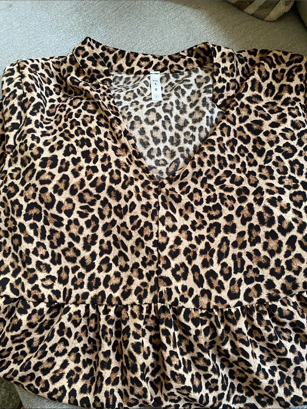 Leopard Print V-Neck Women’s Dress - Tan Brown